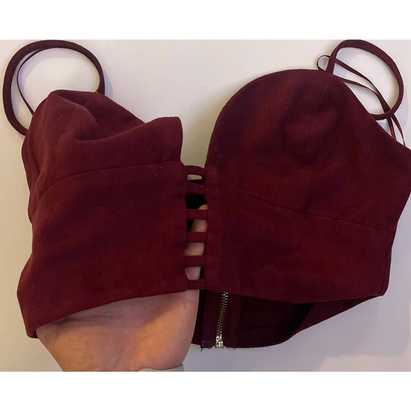 Y2k Privy Cropped Top  Marron/ Burgundy Size M - Picture 3 of 6